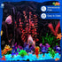 Jexine 100 Pcs Fish Tank Rocks Glow Blue, Fish Tank Stones Accessories Gravel with 10 Pack Artificial Aquatic Plants Fish Tank Plants Plastic Cora...
