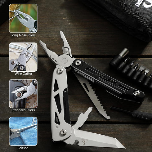 THE FRONT Multitool 19 in 1 Multitools Pliers with Detachable Scissors, Survival Utility Multi-tool Camping Tactical Knife Gift for Men...