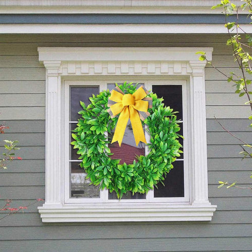 Large Yellow Burlap Spring Wreath Bow Decoration Ribbon Bows Tree Topper Decorative Ornaments for Spring Summer Party Home Decor...