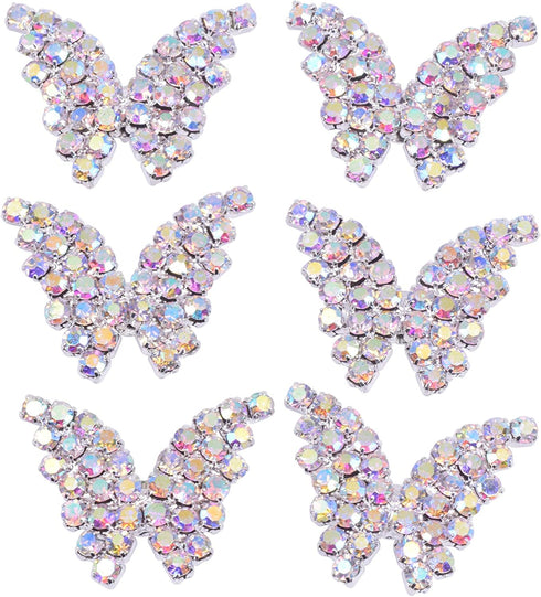 KAOYOO 10Pcs Crystal Rhinestone Butterfly Embellishments Buttons Sew on Buttons for DIY,Decoration(20mm/AB)...
