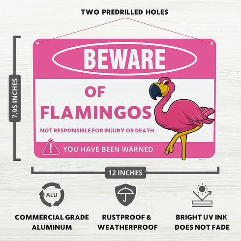 Venicor Flamingo Sign - 8 x 12 Inches - Aluminum - Pink Flamingo Gifts for Women Adults - Outdoor Wall Decor...