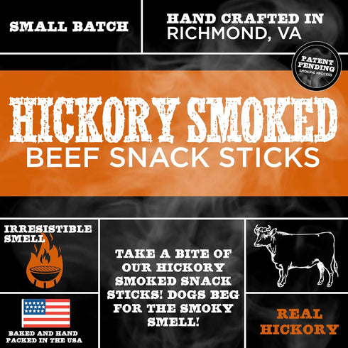 Premium Hickory Smoked Real Beef Dog Treats - Bully Snap Stick, 12 pack - Reward, Puppy & Dog Training Treats - USA Smoked & Packed - No Additives...