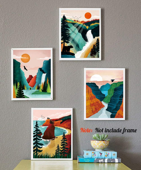 National Park Poster ,National Parks Art Prints,Nature Wall Art, Grand Canyon , Sierra Nevada mountains?Olympic National Park Art For Home and Liv...