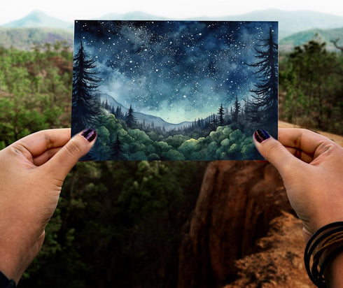 Blank Cards with Envelopes All Occasion,Watercolor Starry Night Sky Design Blank Greeting Cards 4x6,20Pack -Blank Greeting Cards,Note Cards with M...