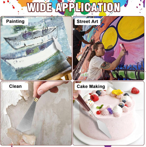 Painting Knife Set, 7pcs Wood Palette Knife Painting Tools Stainless Steel Palette Knife Set Oil Painting Mixing Scraper Art Painting Spatula Kit ...