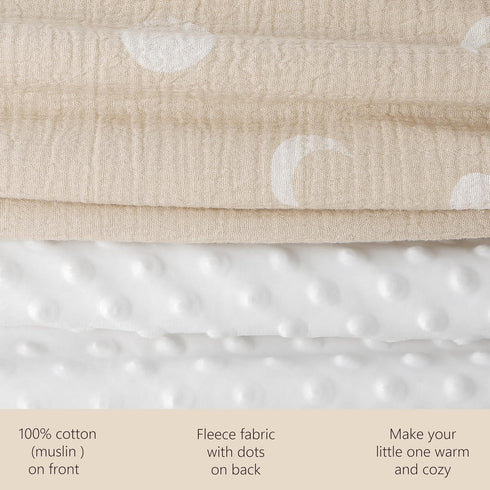 Baby Blankets for Unisex Boys Girls, Soft Nursery Crib Blankets with Muslin Cotton Front and Dotted Fleece Back for Newborns Toddlers 30x40inch (D...
