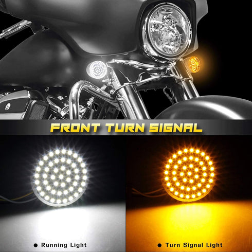 NTHREEAUTO 1157 Front LED Turn Signals 2 Inch Bullet Blinkers SMD Panel Compatible with Harley Dyna Sportster Road King Street Glide Softail...