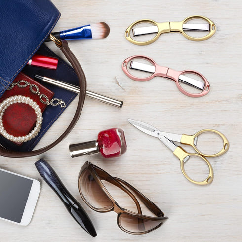 Stainless Steel Scissors Anti Rust Folding Scissors Glasses Shaped Mini Shear for Home and Travel Use (6)...