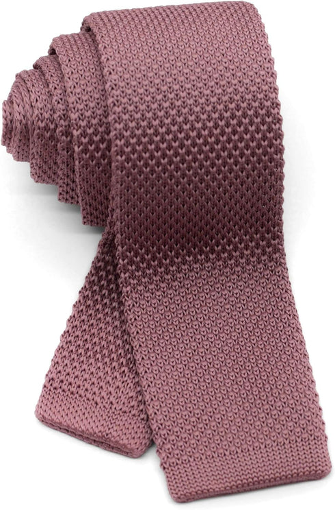 Men's Knit Tie Slim Skinny Square Necktie Width 2.2 inches Washable Solid Color and Gift Box...