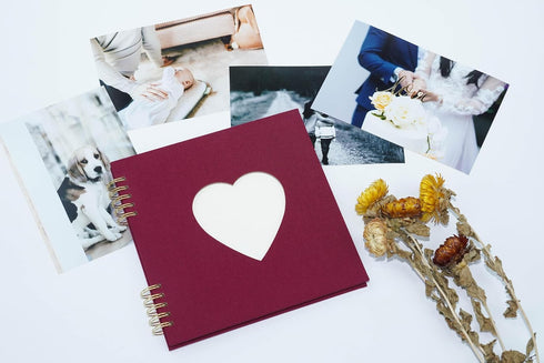 DIY Linen Scrapbook Photo Album - Handmade Double Coil Design - 15 Blank White Inner Sheets - 6.3 x 6.3 inches - Ideal for DIY Sketching, Painting...