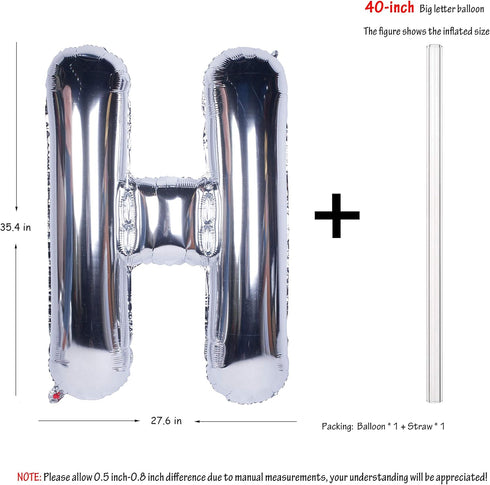 Letter Balloons 40 Inch Giant Jumbo Helium Foil Mylar for Party Decorations Silver H...