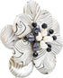 AeraVida Wild & Stylish Black & White Pearls with Painted Stripes on Mother of Pearl Seashell Floral Brooch Pin for Retro Zebra or Animal Print In...