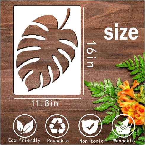 Large Tropical Leaf Stencils for Painting on Wood Wall Reusable 16in Leaves Fern Palm Stencils for Crafts Canvas Furniture Wall Drawing Card Makin...