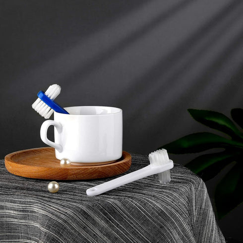 Denture Brush Dual Head Toothbrushes Hard Denture Cleaning Brush Denture Toothbrush Cleaning Brush False Teeth Brush Toothbrush for False Teeth Cl...