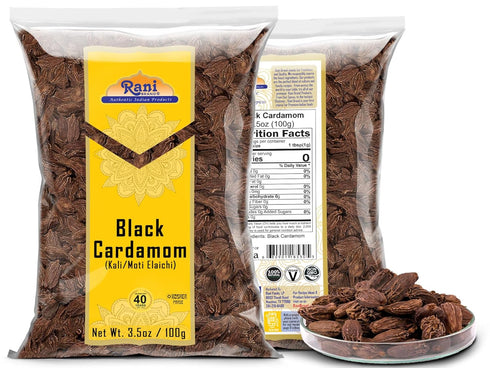 Rani Black Cardamom Pods (Kali Elachi) Whole Indian Spice 3.5oz (100g) ~ All Natural | Vegan | Gluten Friendly | NON-GMO | Indian Origin | Smokey,...