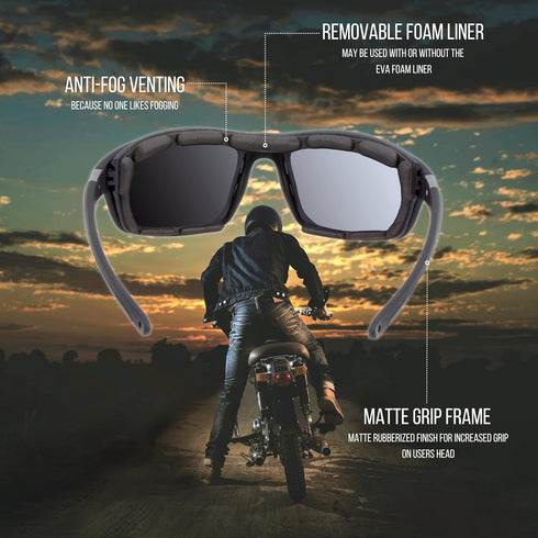 WYND Blocker Airdam Sunglasses Motorcycle Riding, Driving, Fishing, Boating Wrap (Black Matte, Smoke)...