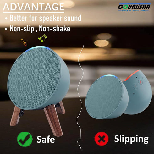 Real Wood Stand for Echo POP (2023),Tripod Accessories Protect pop Speaker for Better Sound,Secure Stable Sturdy Wooden Mount Holder for Alexa POP...