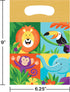 Jungle Forest Animals Safari Lion Elephant Monkey Birthday Party (16 Pack) Plastic Loot Treat Candy Favor Bags (Plus Party Planning Checklist by M...