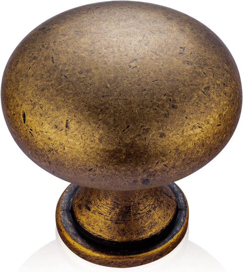 5-Pack Antique Brass Cabinet Knobs, Vintage Round Drawer Knobs for Kitchen Cupboards Dressers, Unique Home Improvement Hardware...