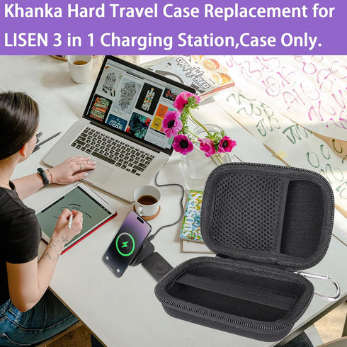 khanka Hard Travel Case Replacement for LISEN 3 in 1 Charging Station,Travel Wireless Charging Station for Multiple Devices,Case Only(Black)....