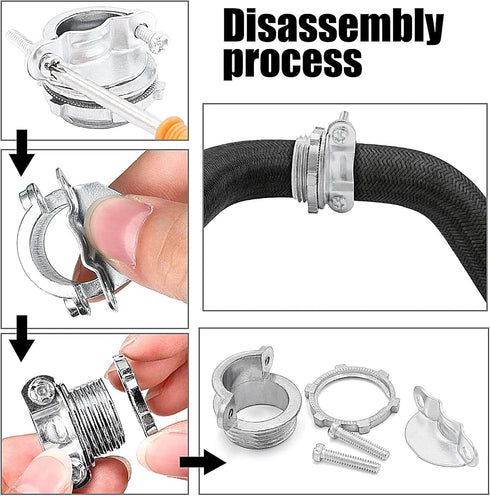 15Pack 1/2" NM Clamp Type Cable Connectors for Metallic Conduit Protect Cables Silver-Zinc...