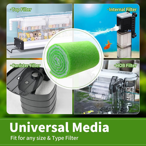 AQUANEAT Aquarium Filter Media Pad Dual Density Bonded Filter Floss Roll Cut to Fit for Fish Tank Canister Filter 72"...