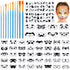 68 Pcs Face Paint Stencils Kit, 48 Face Painting Stencils 10 Stickers and 10 Painting Brushes Halloween Mask Stencils Reusable Makeup Templates fo...