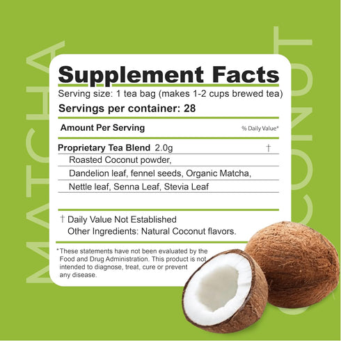 Dr. Zisman ZT Slimming - Matcha-Coconut Herbal Tea Blend with Senna Leaf- Antioxidant Effects - 28 Day Wellness Blend (28 Tea Bags)...