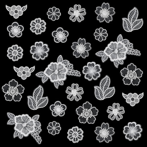 Lace Embroidery Patches, 30 Pieces Flower Applique Patches Sewing Fabric Patches 3D Floral Sew on Patches for Clothes Repairing Bags Decorating We...