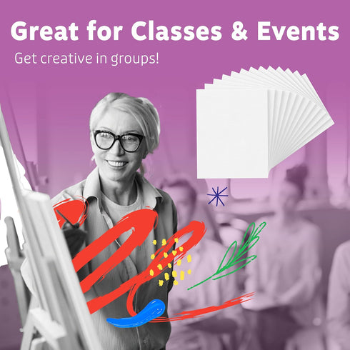 Artlicious Canvases for Painting 12 Packs - 8 x 8” Blank Canvas 100% Cotton Painting Canvas Panels for Acrylic, Oil & Watercolor Paint for Canvas ...