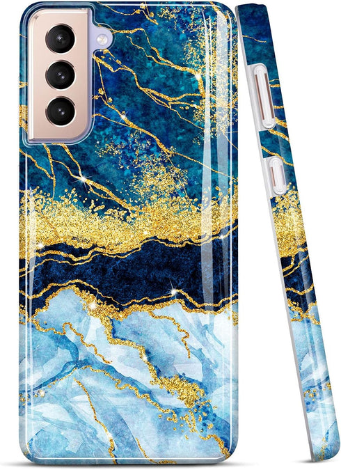 JIAXIUFEN Galaxy S21 Case Gold Sparkle Glitter Marble Slim Shockproof TPU Soft Rubber Silicone Cover Phone Case for Samsung Galaxy S21 5G 6.2 inch...