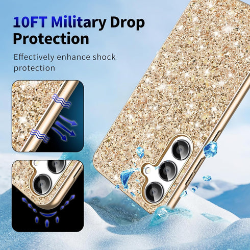 S23 FE Glitter Case for Samsung Galaxy S23 FE 5G Phone Case for Women Girls, Slim Ultra Thin Matte Back Shockproof Protective Cover for Samsung S2...