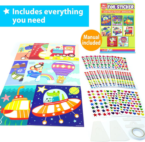 KRAFUN My First Foil Sticker Kit, 8 No Mess Art for Kids, 1200 pieces Animal Craft Kits & Supplies, DIY Gem Sticker Creative Activity, Easter Gift...