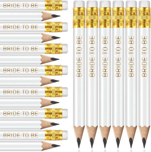 36 Pcs Wedding Pencils 2 HB Half Pencil with Eraser Bridal Shower Pencils Pre Sharpened Mini Short Pencils White Pocket Pencil 4 Inch Game Pencil ...
