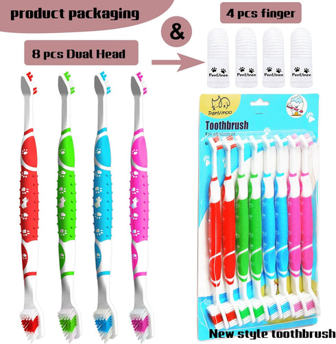 Dog Toothbrush pet Toothbrush Finger Toothbrush Small to Large Dogs,Cats with Soft Bristles Non Slip Dual Head Dog Toothbrush (8 Colors)...