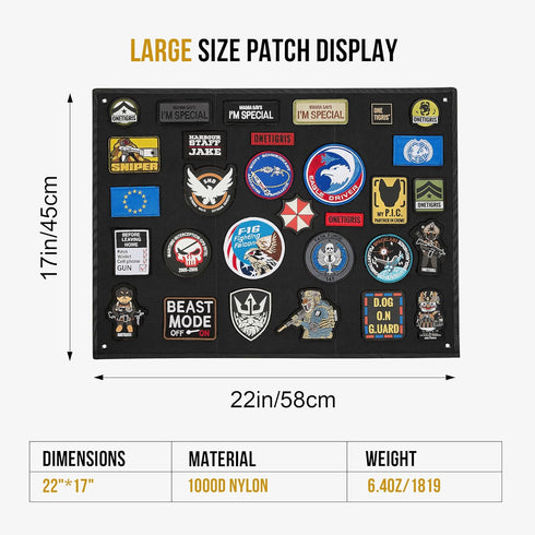 OneTigris Tactical Patch Display, Funny Foldable Patches Panel Holder Board for Military Army Combat Morale Uniform, Hook & Loop Emblems(Black - 2...