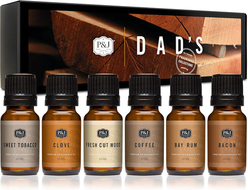 P&J Trading Fragrance Oil Dad's Set | Bay Rum, Sweet Tobacco, Bacon, Coffee, Clove, Fresh Cut Wood Candle Scents for Candle Making, Freshie Scents...