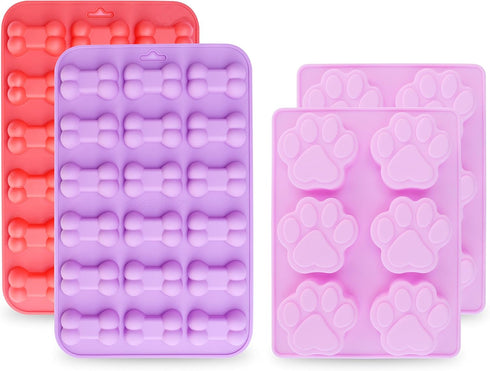 homEdge Jumbo Puppy Dog Paw (6 Cavity) and Bone Molds, Non-Stick Food Grade Silicone Dog Treats Molds, Silicone Mold for Chocolate, Candy, Jelly, ...