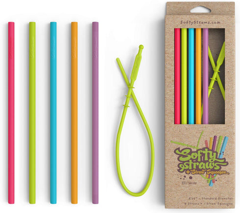 Silicone Straws - Slender Size BPA Free Non-Rubber Silicon Reusable Drinking Straws for Stainless Steel 20 oz Yeti Tumbler - Flexible, Chewy, Bend...