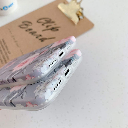 YeLoveHaw Designed for iPhone 12 and 12 Pro Case for Women Girls, Soft Slim Full-Around Protective Cute Case, Floral & Purple Gray Leaves Pattern,...