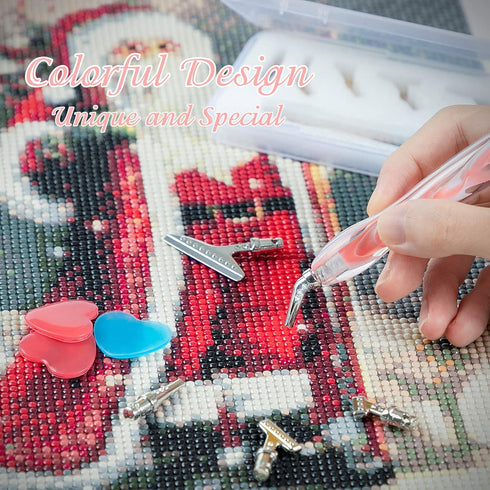 Sonsage Diamond Art Painting Resin Pen DIY 5D Red Diamonds Art Accessories and Tools Metal Tips Ergonomic Multi Refillable Applicator Holder Suppl...