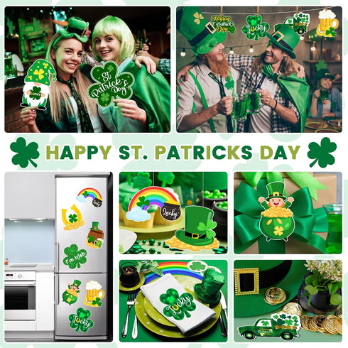 72PCS St Patrick’s Day Bulletin Board Decoration, 12 Styles Lucky Irish Day Shamrock Gnome Leprechaun Classroom Paper Cutouts for Party Decoration...