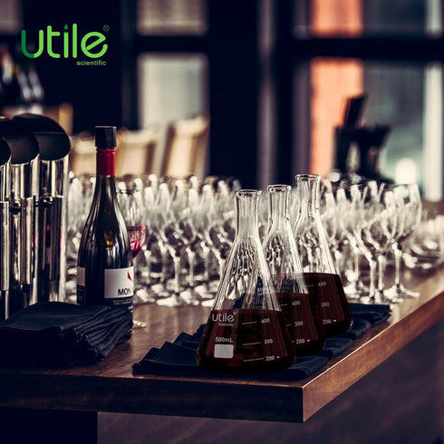 Utile Glass Erlenmeyer Flask Set, 50ml Narrow Mouth Erlenmeyer Flasks, 6pcs of Borosilicate 3.3 Glass Conical Flasks for Laboratory with Printed G...