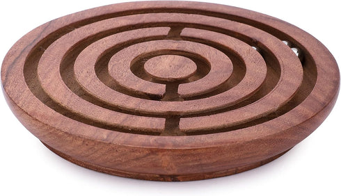 Ajuny Handcrafted Indian Wooden Round Labyrinth Ball Maze Puzzle Board Game Challenging Education Game, Brain Teaser for Kids, Adults...