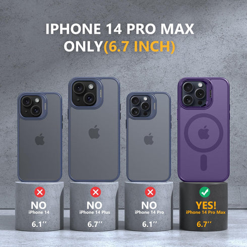 Magnetic Case for iPhone 14 Pro Max with Kicstand, Compatible with Magsafe, Built-in Camera Stash Sep d, Mileeary Protection, Skin Feeling Phone C...