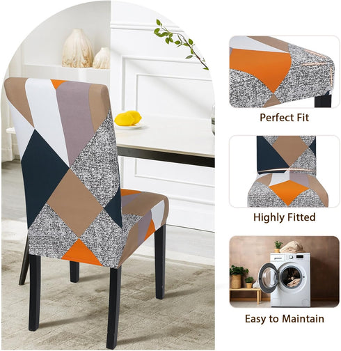 SearchI 4 Pack Super Fit Stretch Removable Washable Short Dining Chair Covers Slipcover Protector, Spandex Fabric Chair Cover for Dining Room, Hot...