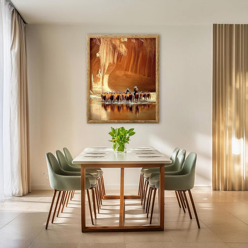 Posterizer 1 pcs-classic cattle drive scene in the American West 1-Western Art-Men's Art Collection-Living Room Bedroom Decor- unframed wall art...