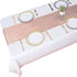 Rose Gold Tablecloth Sequin Table Runner Set, White Party Decorations, Rectangle Disposable Plastic Table Cloths for Parties, Wedding, Birthday, A...