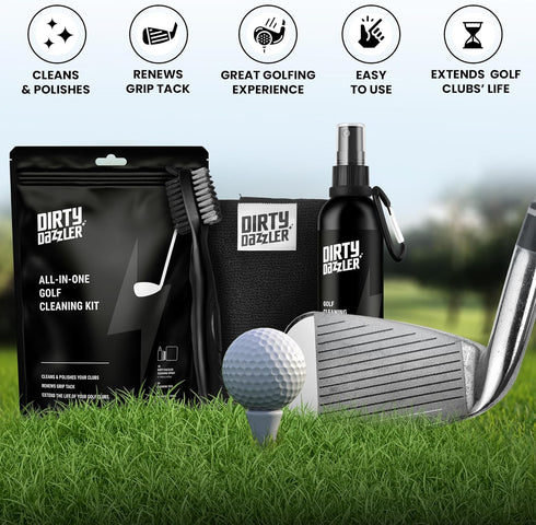 Golf Club Cleaning Kit - Includes a Groove Cleaner Tool with Golf Club Cleaner Brush, Towel and Golf Club Cleaner Spray....