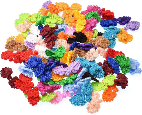 RayLineDo? Mixed 100pcs Traditional Chinese Knot Frog Buttons Closure Handmade Fabric Fasteners for DIY Sewing...